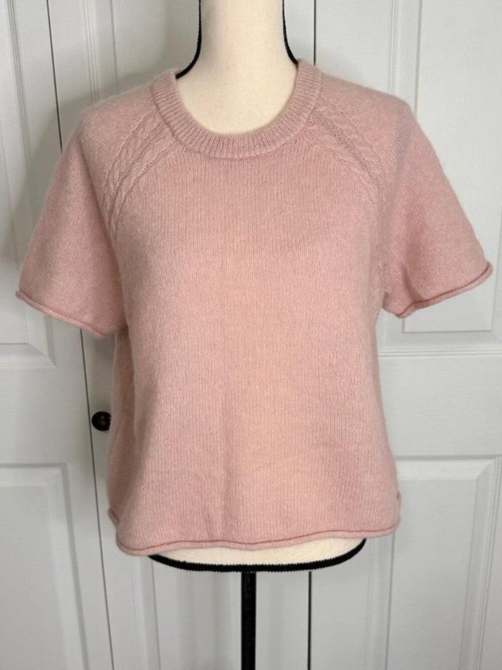 Treasure & Bond Blush Alpaca Wool blend short sleeve cropped sweater
